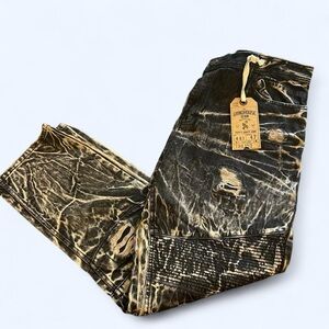 Grindhouse Denim Co Distressed Ripped Bleached Moto Jeans 44W